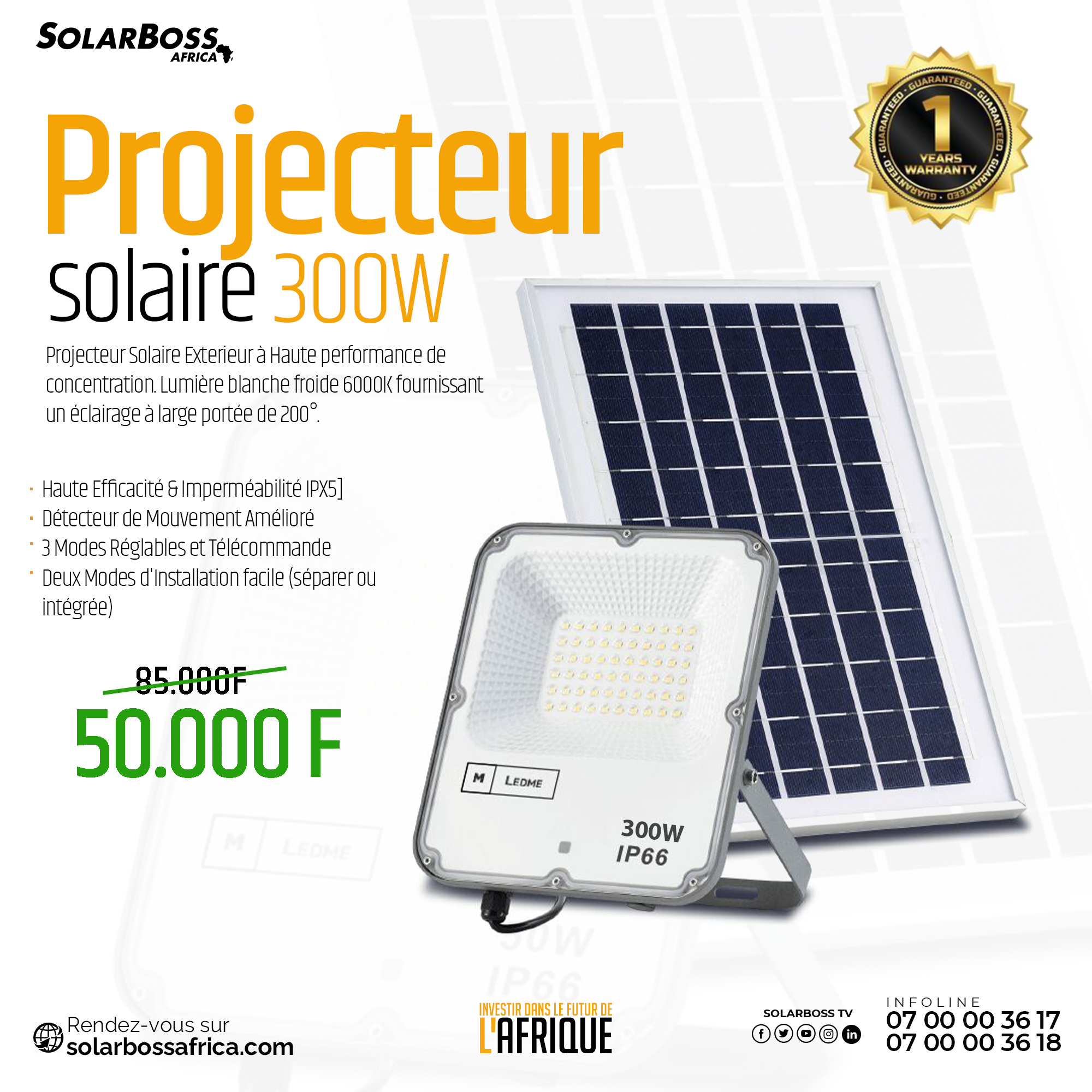 Projecteur Solaire 300W modèle SD Sunlight
